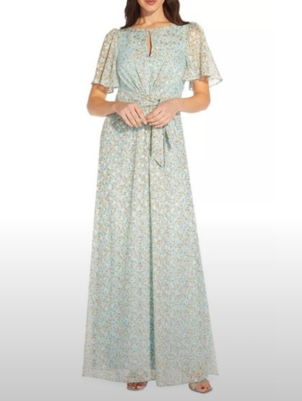 Adrianna Papell Floral Jacquard Gown